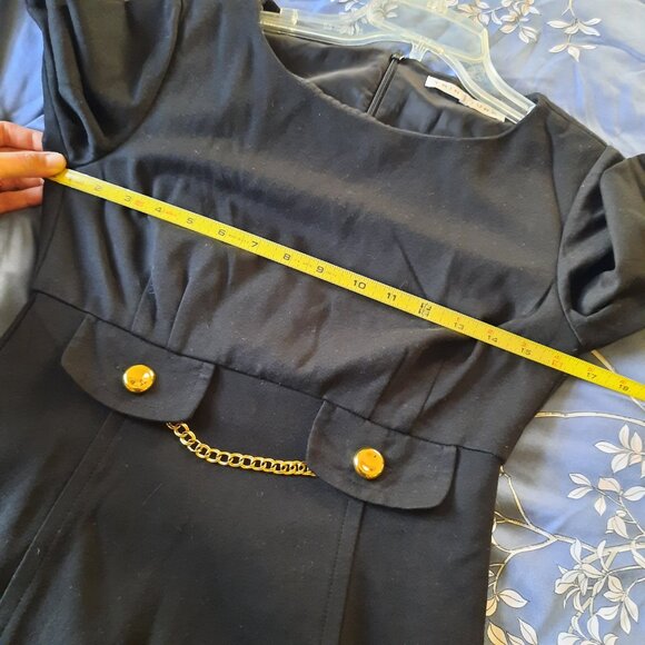 Trina Turk Vintage Gold Waist-Chain Sheath Dress Style# 2116232 - Black, Size S - Picture 13 of 16